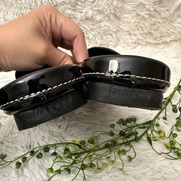 Lauren Ralph Lauren Carlene‎ Square Toe Black Patent Leather Mules sz 7.5B - Picture 6 of 9